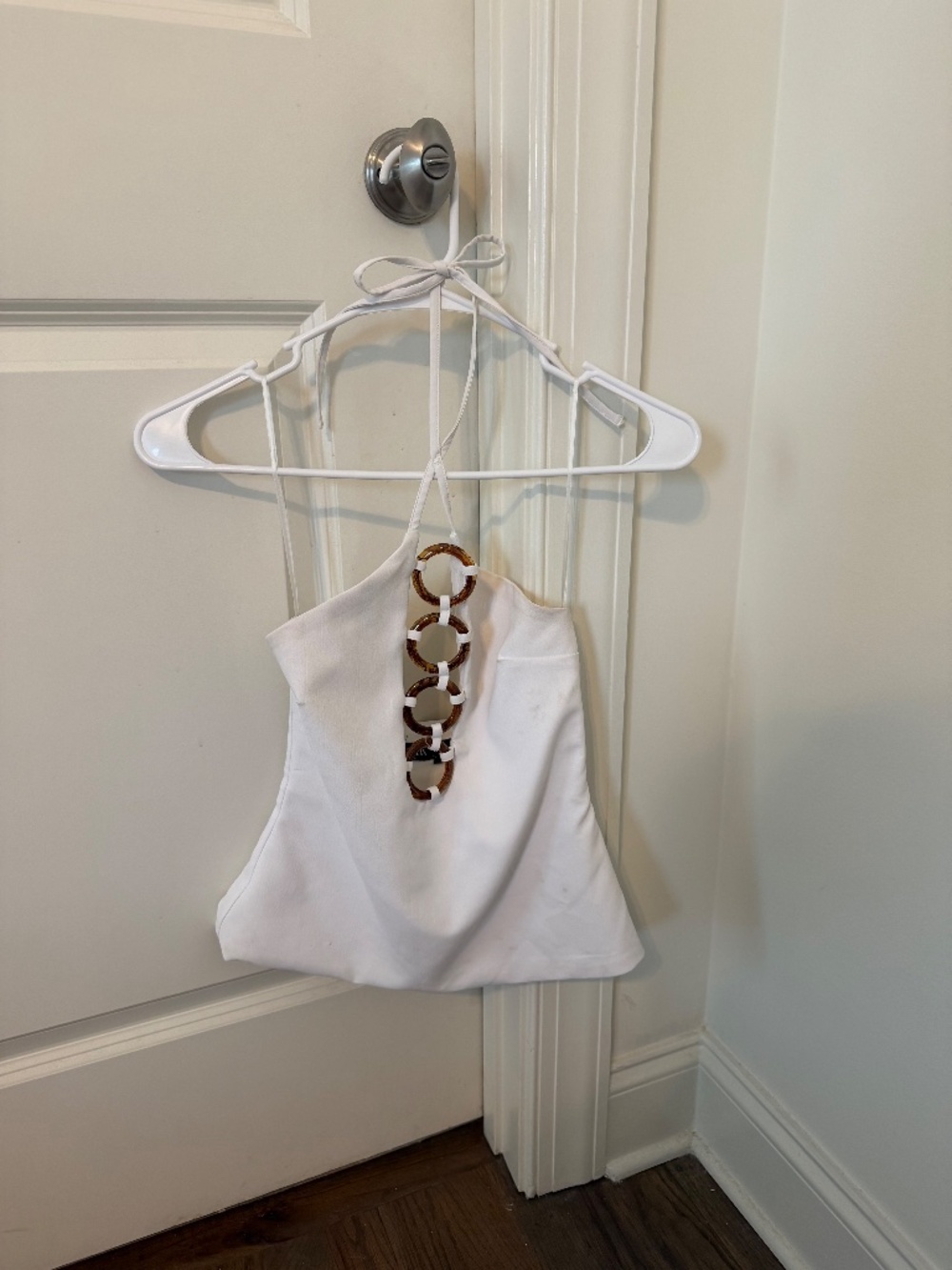 Zara White High Neck Top